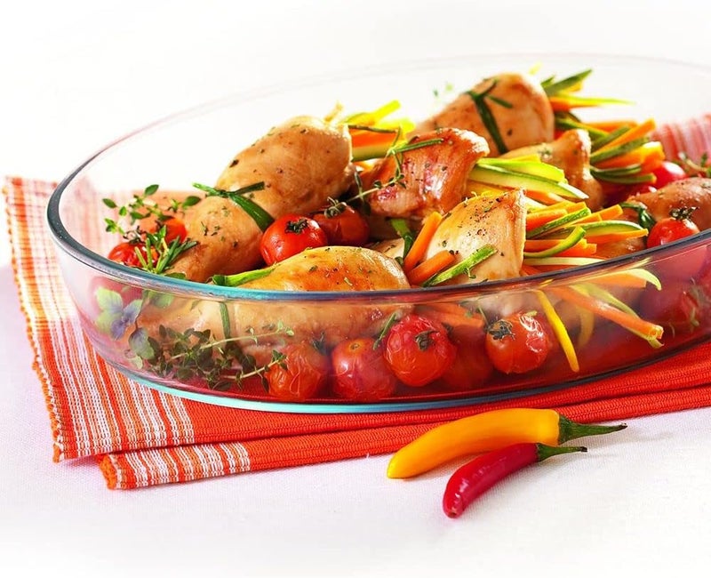 MARINEX Large Oval Glass Roaster 4.0L – Extra-Large Heat-Resistant Bakeware Dish | Transparent Oven-Safe Roasting & Baking Tray | Ideal for Lasagna, Casseroles, Roasts, Pasta Bakes & Family Gatherings - Image 2